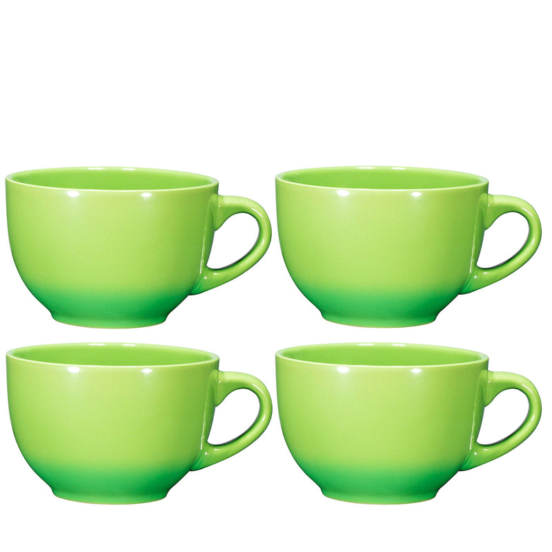 24oz Jumbo Coffee Mug Set of 4, Cute 24oz Ceramic Mug Set in Green Color