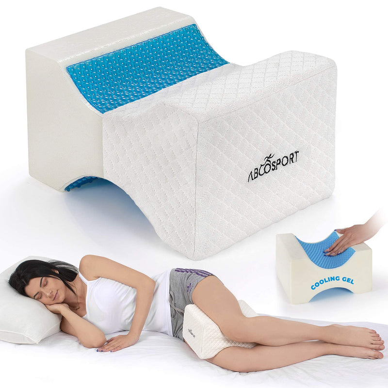 Memory Foam Knee Pillow with Cooling Gel - Knee Wedge Pillow, Leg Pillow