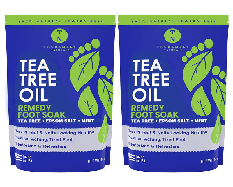 Tea tree oil foot bath with Epsom salt and mint, foot bath helps with stubborn feet