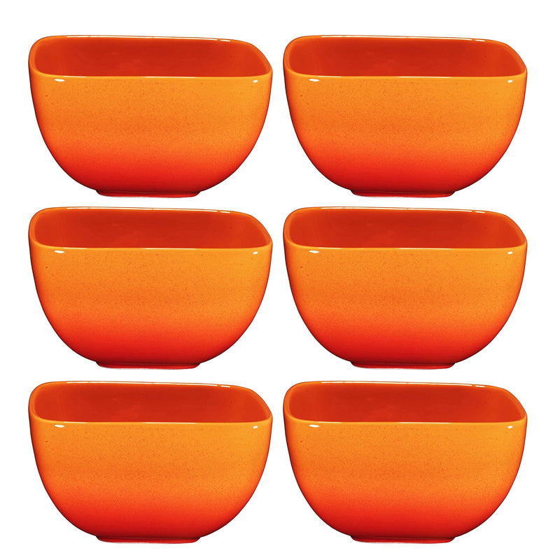 28 Ounce Orange Gradient Porcelain Ceramic Curved Soup Bowls, Set of 6, Large