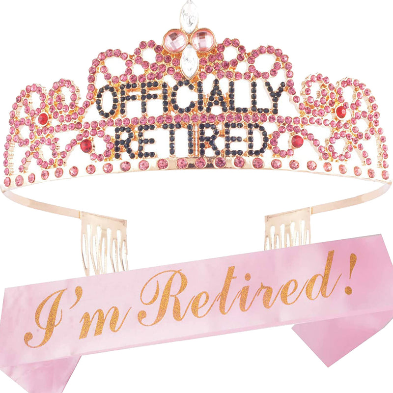 Retirement Decorations, Party Sash and Crown for Women - Fabulous Set: Glitter