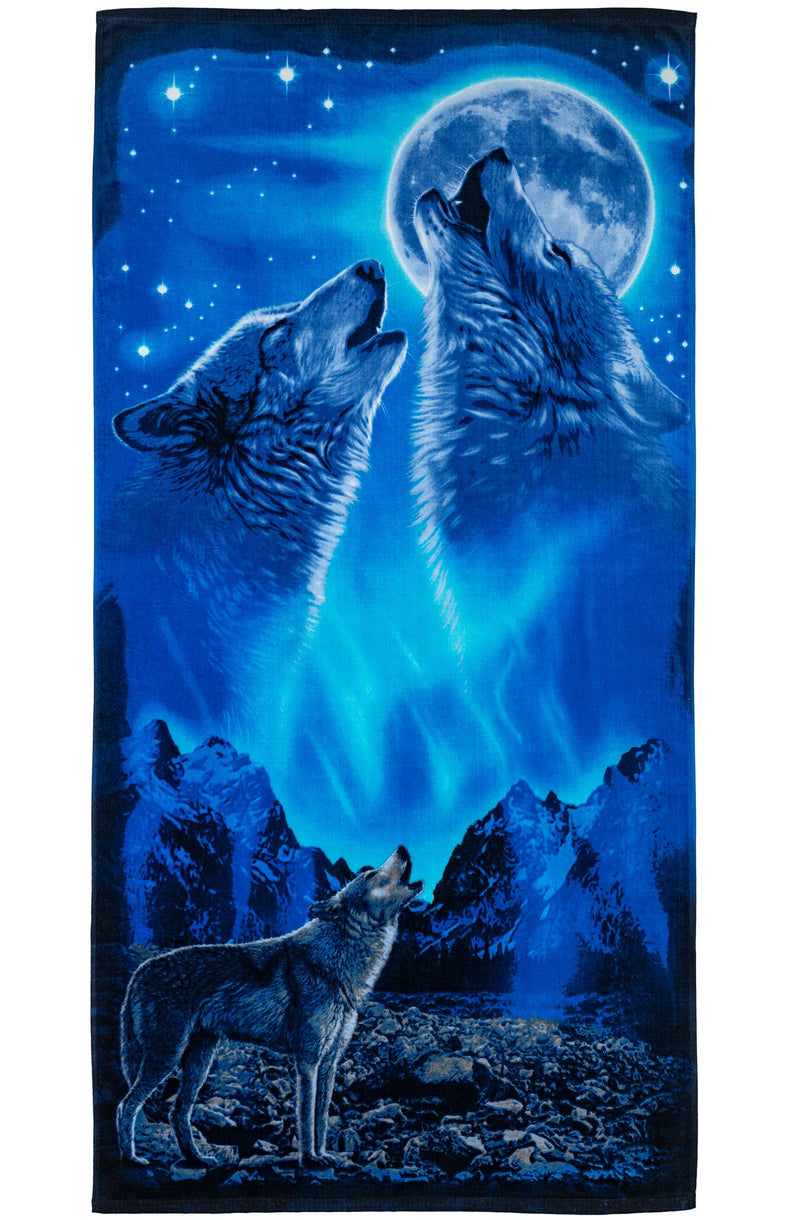 Howling Moon Wolf Beach Towel for Men Boys Girls Kids Women Tiger Bath