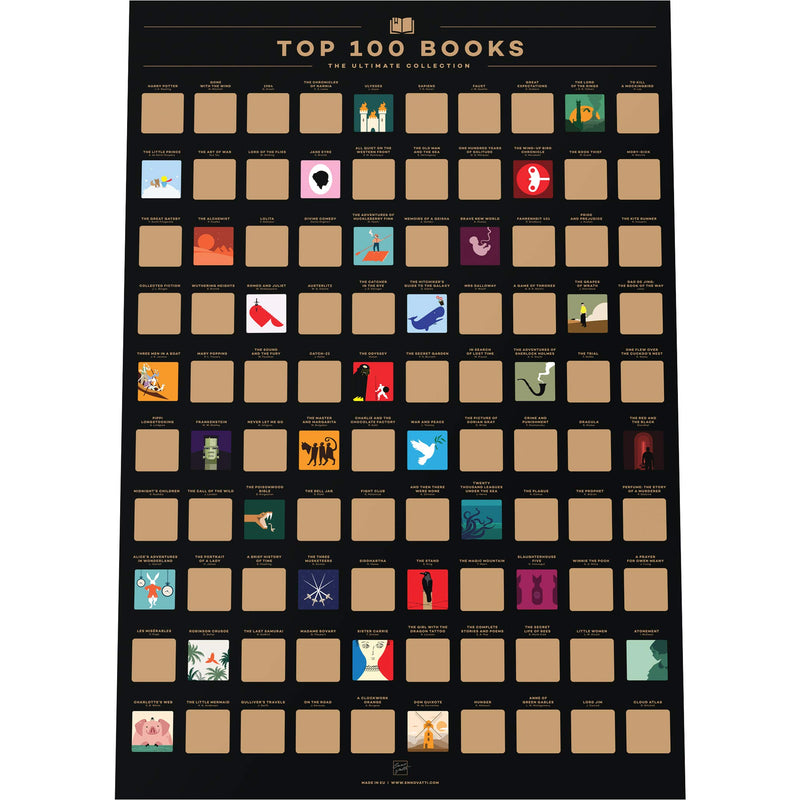 100 Books Scratch Poster Top 100 Bucket List For Book Lovers With All The Time