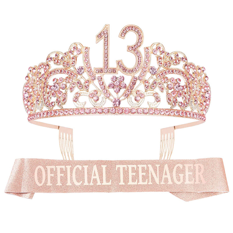 Girls 13th Birthday Sash and Tiara - Fabulous Set: Glitter Sash