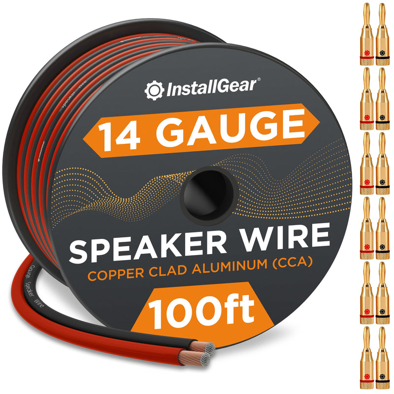 14 Gauge Speaker Wire (100 Feet + 12 Banana Plugs) - 14 Awg Speaker Wire