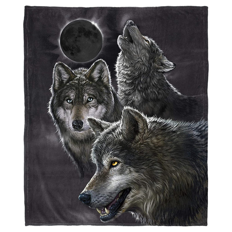 Eclipse Wolf Fleece Bed Blanket - Eclipse Fleece Throw Blanket