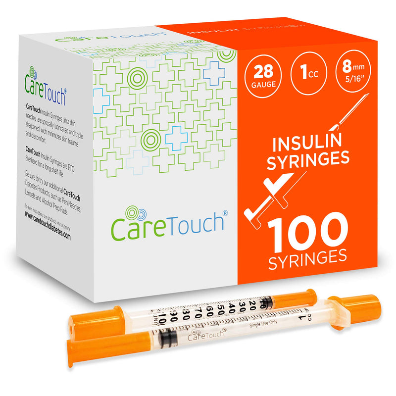 Insulin Syringes - 28g 5/16" - 8mm 1ml (Pack of 100) (Packaging may vary