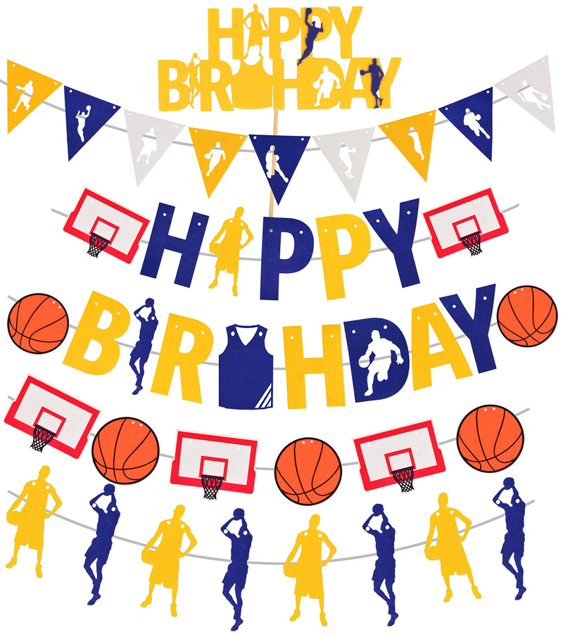 Happy birthday banner on basketball theme. Cute happy birthday themed basketball banners.