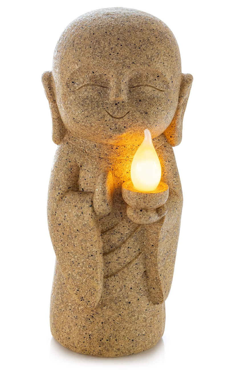 Buddha Statue for Home Outdoor Decoration Solar Powered Flickering LED Garden