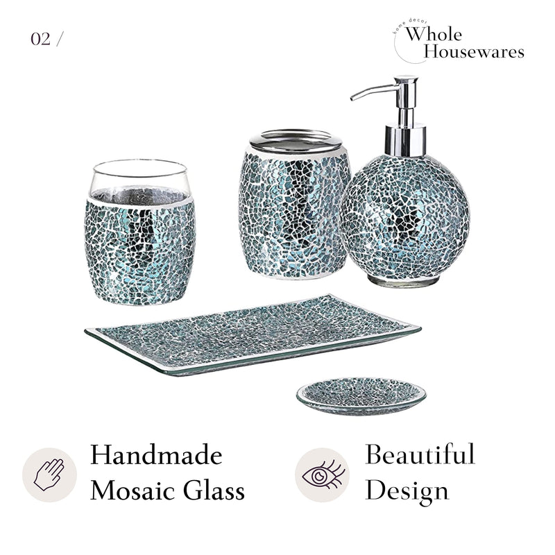 Bathroom Accessories Set 5 Pieces Decorative Glass Bathroom Accessories