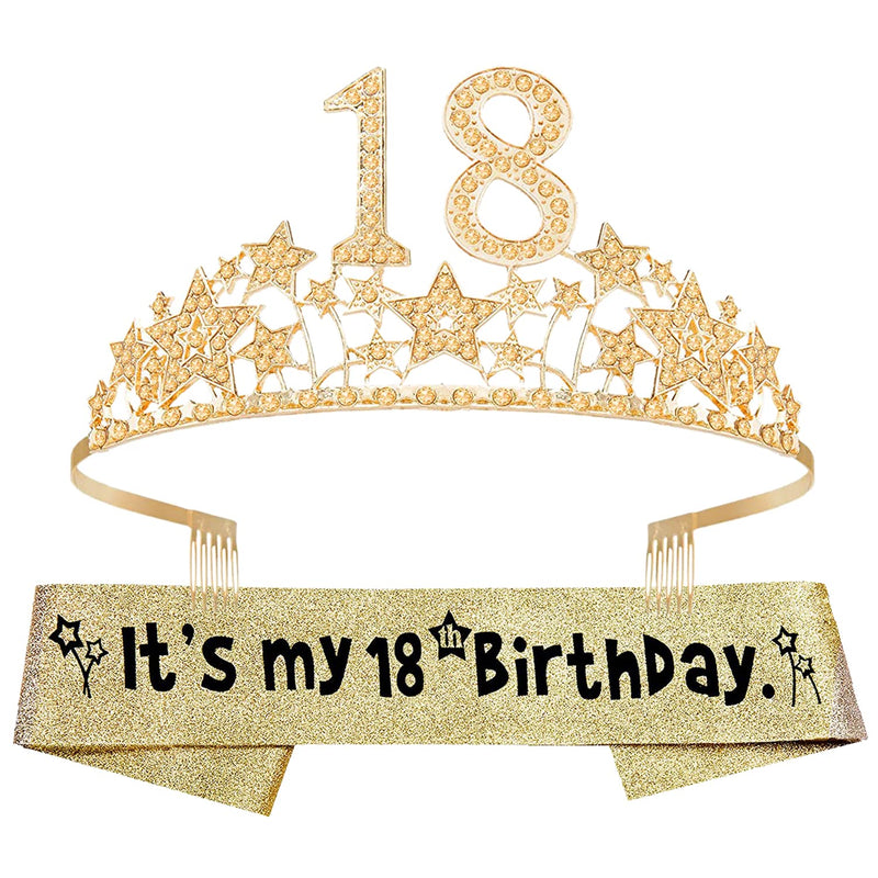 18th Birthday Sash and Tiara for Women - Fabulous Set: Glitter Sash + Starry Sky