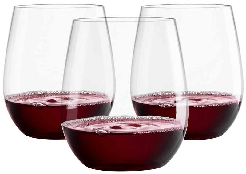 20 Ounce Plastic Wine Glasses, Set of 12, Stemless Wine Cups - Clear Plastic