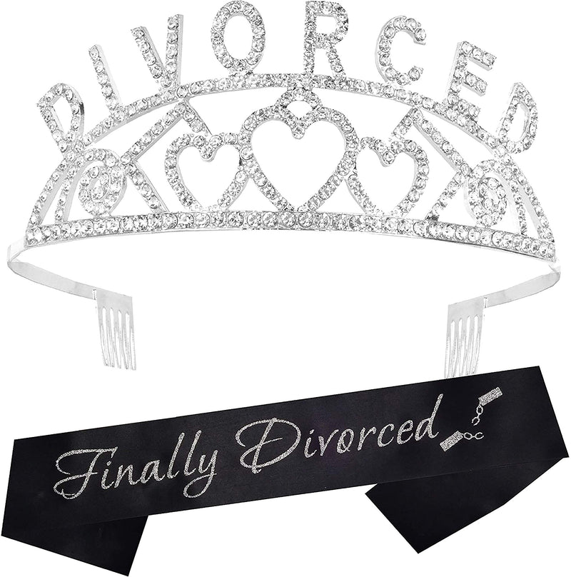 Divorce Decorations, Party Sash and Tiara for Women - Fabulou Set: Glitter Sash +