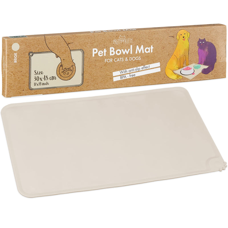 Bowl mat for cats and dogs in beige food-safe silicone