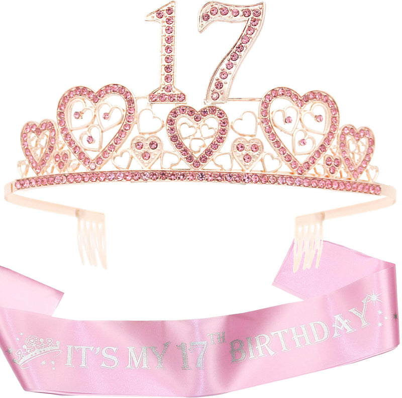 Girls 17th Birthday Sash and Tiara - Fabulous Set: Glitter Sash