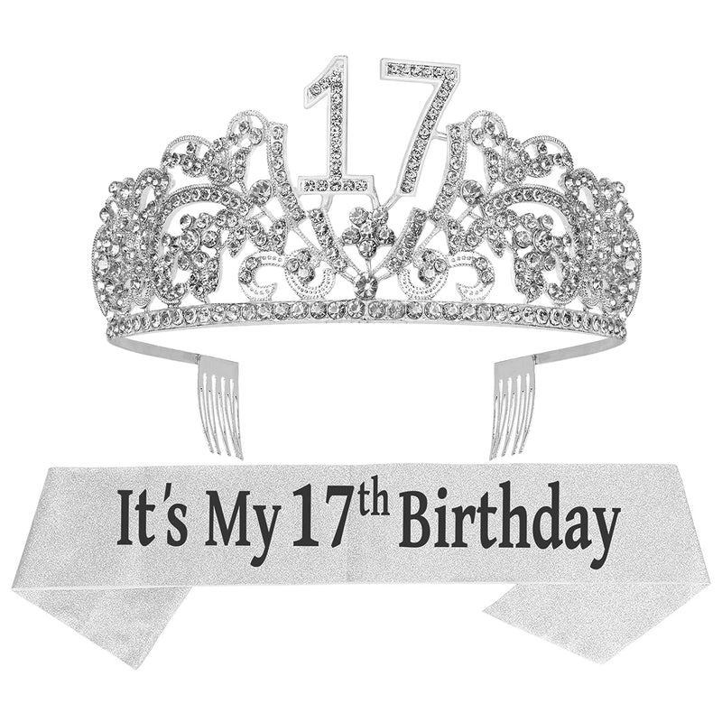 Girls 17th Birthday Sash and Tiara - Fabulous Set: Glitter Sash