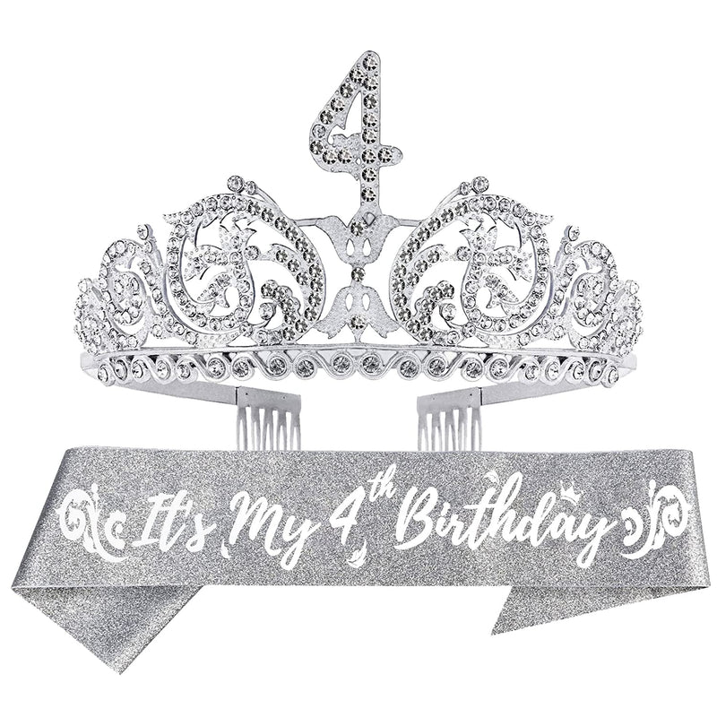 Girls 4th Birthday Sash and Tiara - Fabulous Glitter. It&