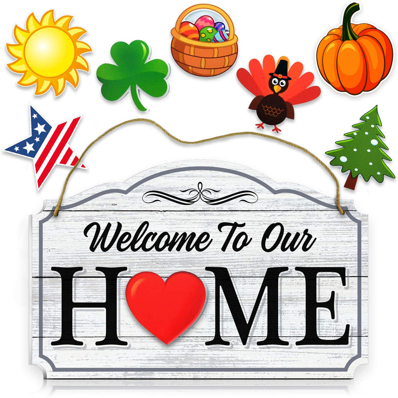 Welcome To Our Home Black Wood Grain Print Wall and Front Door Signs -