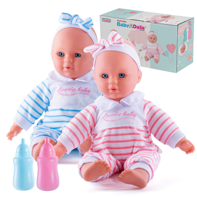 Baby Twin Dolls Set - 12 Inch Boy and Girl Soft Twin Baby Doll Set with Pink