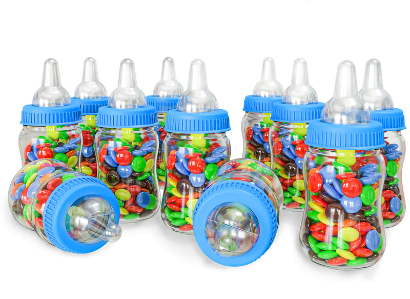 12pcs Fillable Baby Bottles Candy Gift Box Feeder Style Mini Bottle Blue Bottle