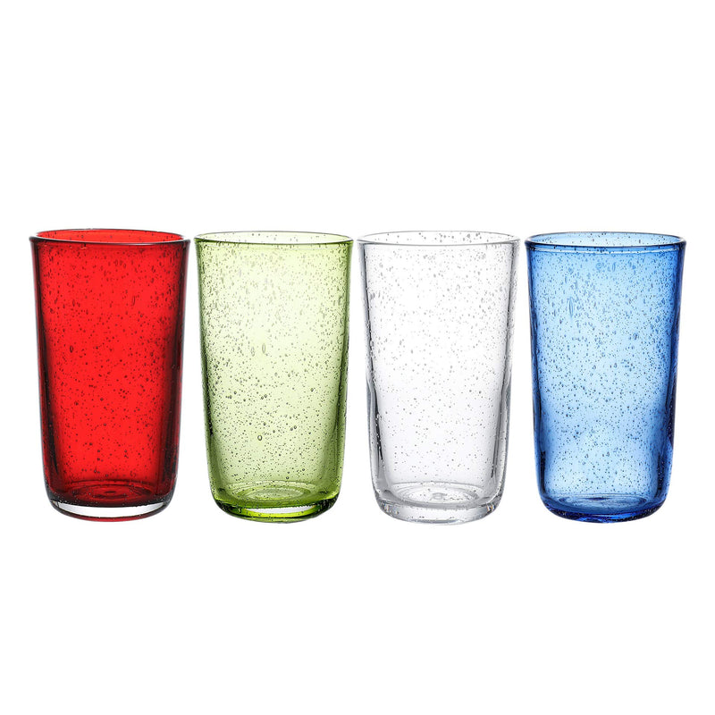 Artisan hand-blown glass cups, colored bubble water glasses, 8