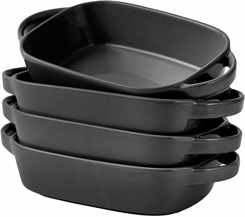 9 x 5 Inch Matte Black Baking Pans Set of 4 Ceramic Baking Pans for Cakes and Tarts