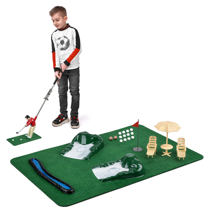 Mini Golfing Man Indoor Golf Set, Golf Course Backyard Set, Complete Mini Golf