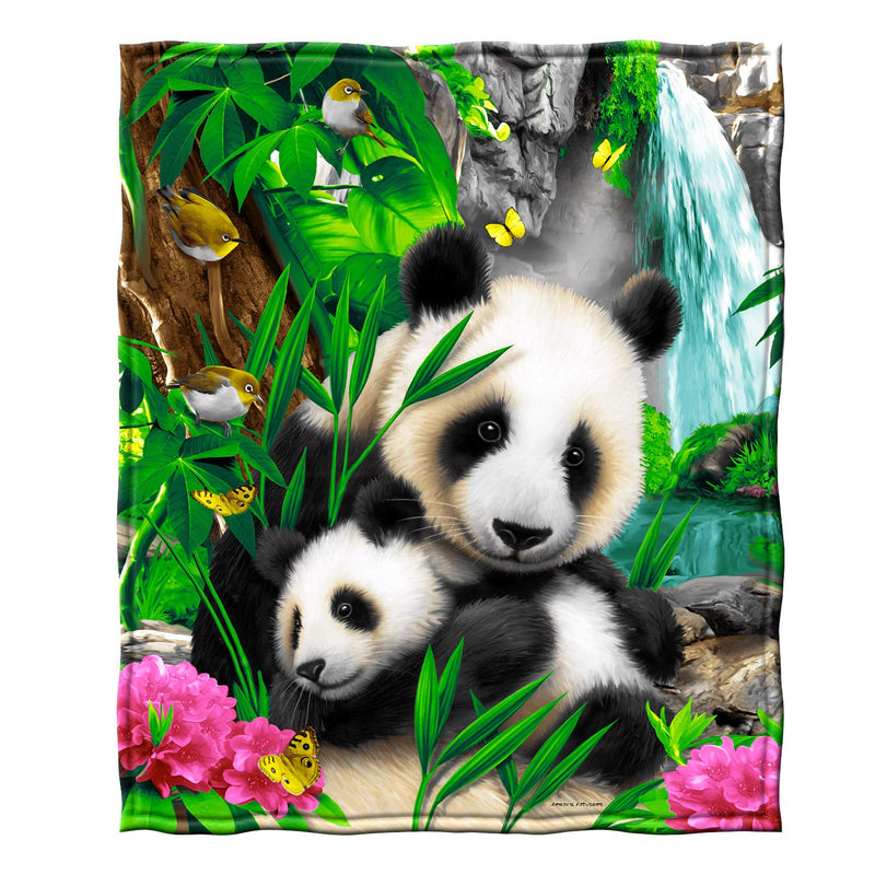 Precious Pandas Fleece Bed Blanket 50" x 60" Panda Fleece Throw Blanket