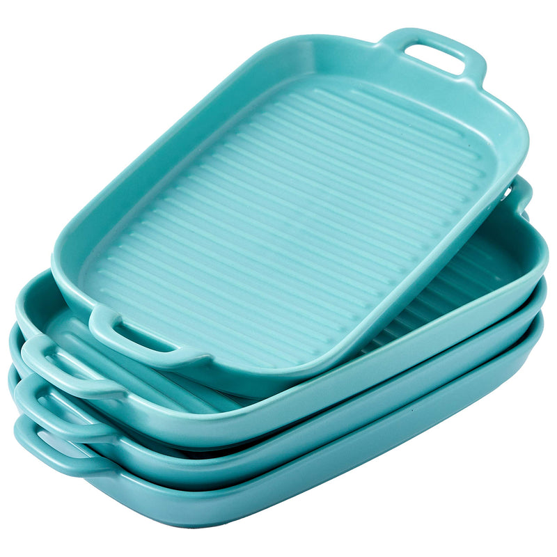 10" x 6" blue porcelain set of 4 serving plates. Amazing lasagna pan