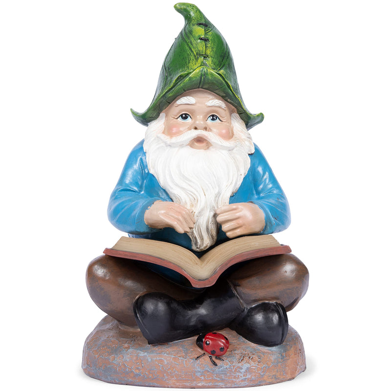 Scholarly Gnome Solar Powered LED Outdoor Decor Garden Light Gnome Reading