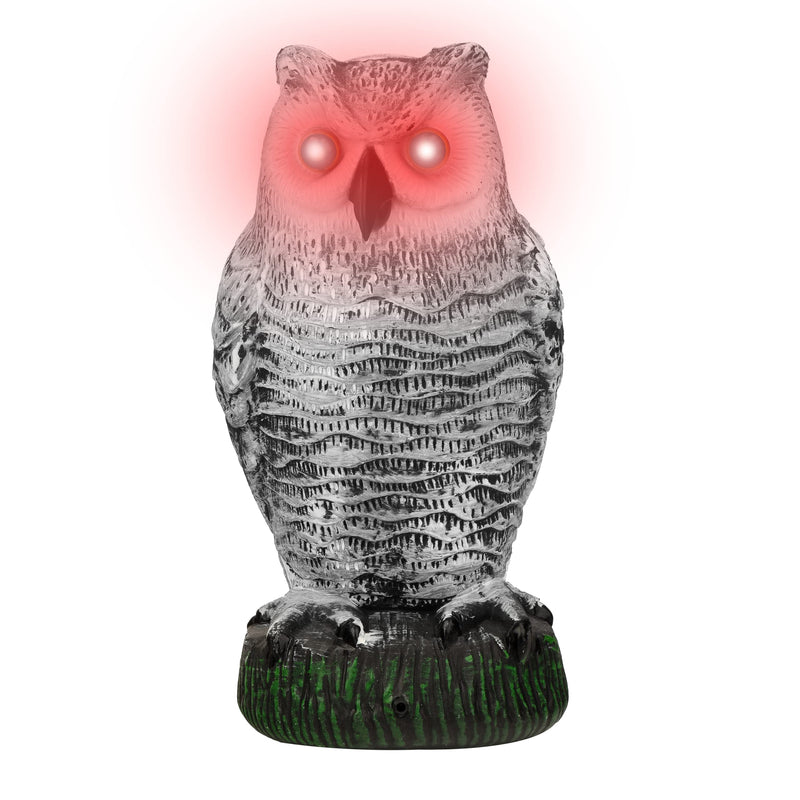 Artificial owl with flashing eyes, frightening sound and motion detector - owl