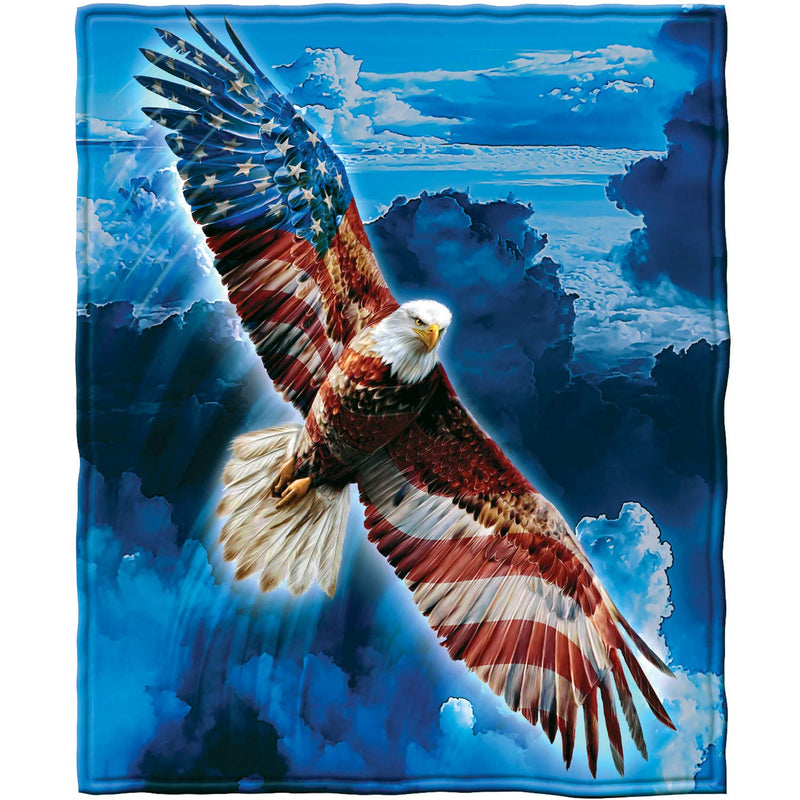 American Eagle Fleece Bed Blanket, 75" x 90" Queen Size Eagle Fleece