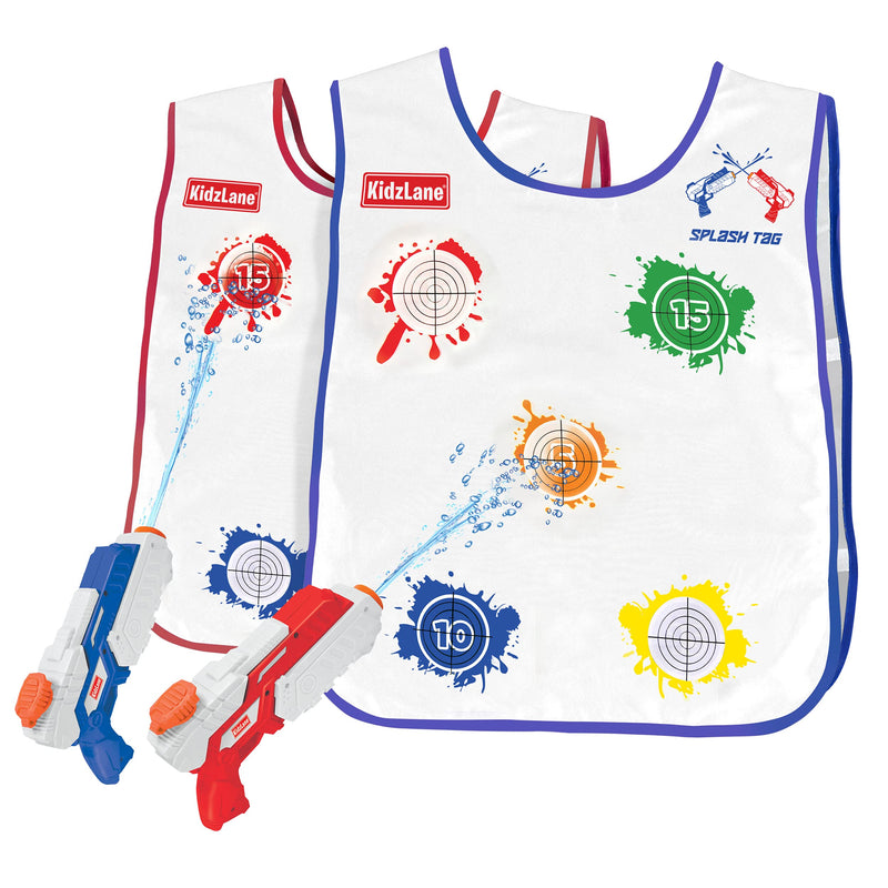 Water guns and water activated vests. Fun water toy for kids outside the backyard