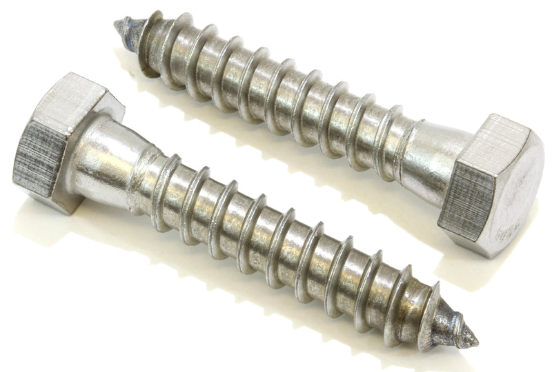 3/8" x 2" Hex Head, (25 Pack), 304 (18-8) Stainless Steel Rail Screws