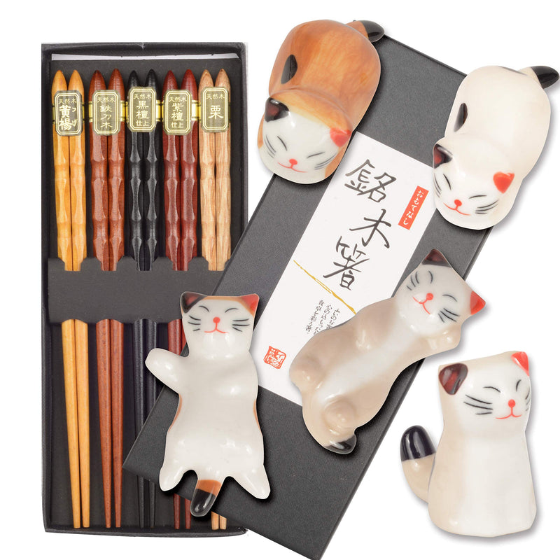 Chopsticks and chopstick holder, Japanese style cat chopstick holder