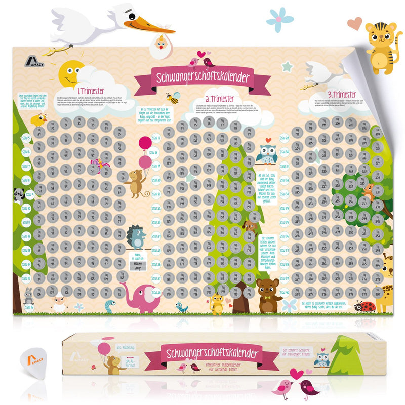 Pregnancy calendar for scratching free including gift box scratch chip scratch