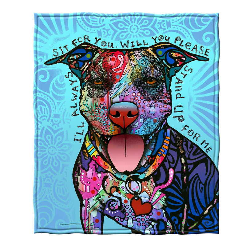 Colorful Pitbull Fleece Bed Blanket - 50" x 60" - Soft Plush Throw for Women