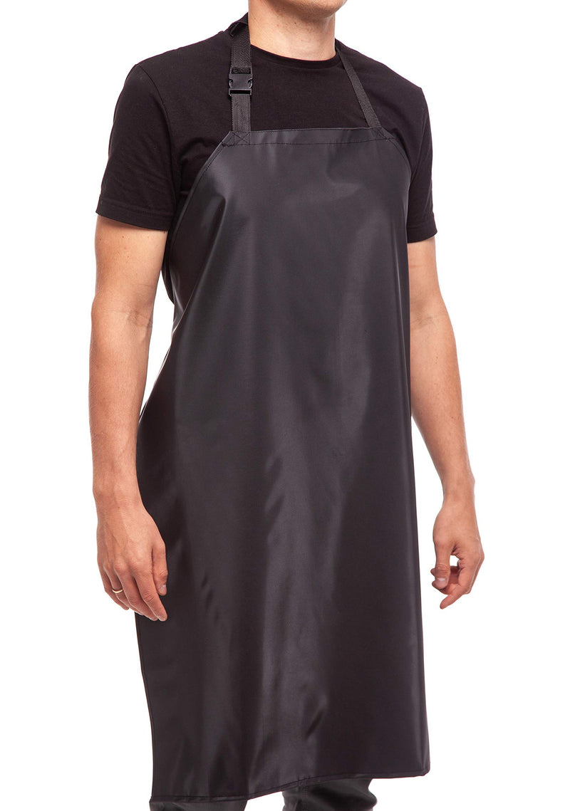 35" Black Vinyl Rubber Apron, Waterproof Aprons for Dishwashing, Laboratory, Butcher