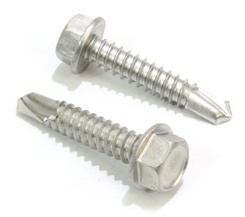 No. 14 x 1" Stainless Steel Hex Head Screws with Washer Self Drilling (Pack of 50) 410