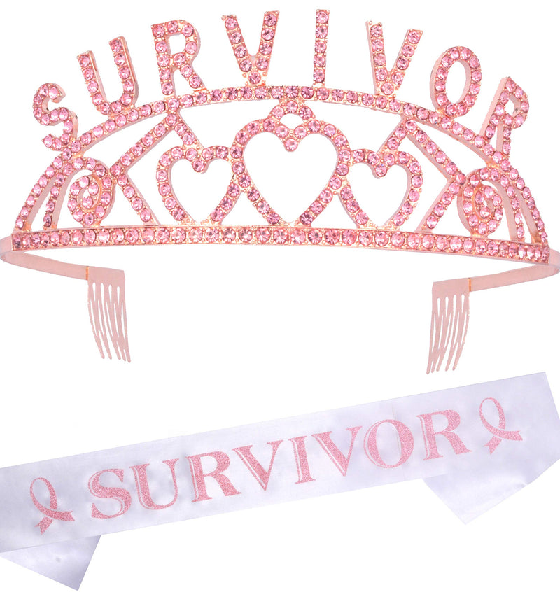 Breast Cancer Survivor Decorations Party Sash and Tiara for Women - Fabulous