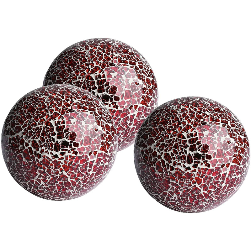 Decorative Balls, Set of 3, Glass Mosaic Balls for 4" Diameter Bowls