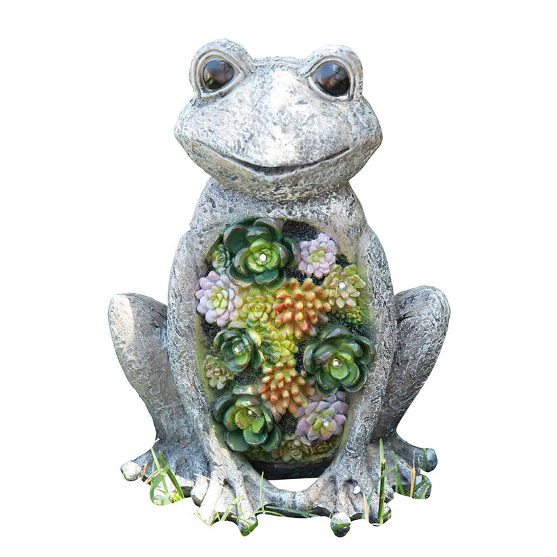 Chillin Frog Solar LED Patio Light, 10"H x 65"W x 45"D, Polyresin Construction