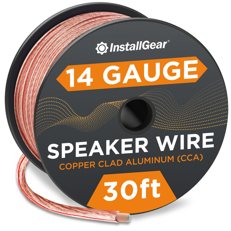 14 Gauge Wire Awg Speaker Cable (30 Feet - Clear) Speaker Cable for Car Speakers