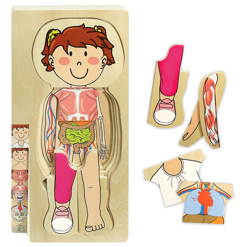 Girls Wooden Puzzle My Body for Toddlers and Kids - 29 Piece Anatomy Puzzle for Girls