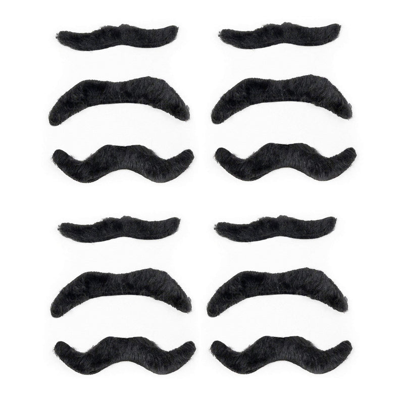 Fake Mustaches - Pack of 12 - Dress Up for Your Movember Events - Novelty