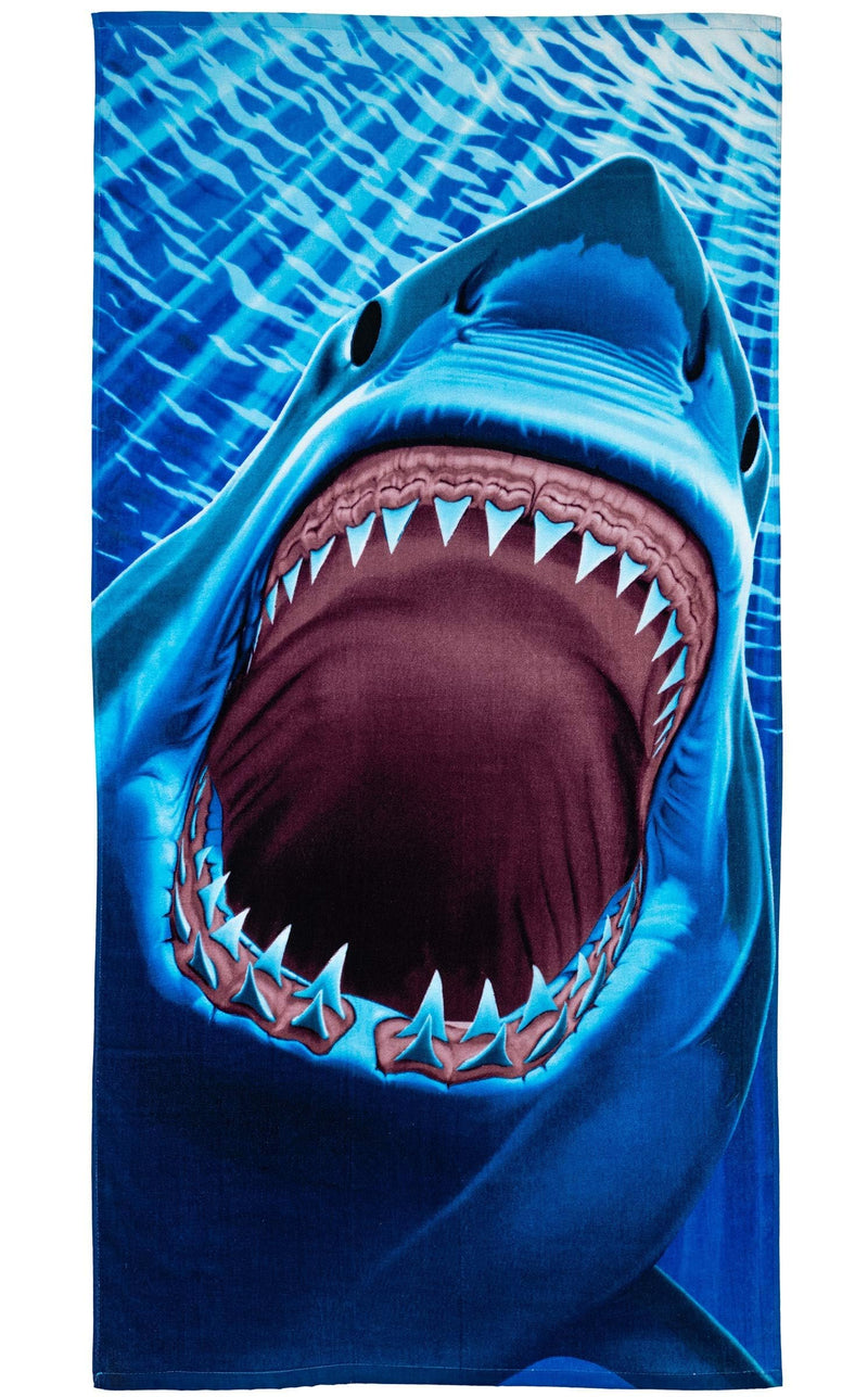 Great White Shark Beach Towel for Boys Shark Bath Towel Print 30" x 60" Pool