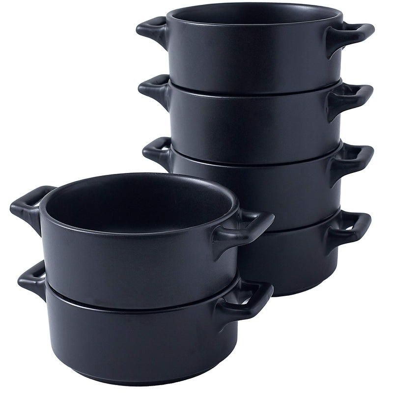 Ceramic Ramekins Set with 6 Serving Plates, 10 Ounce Porcelain Baking Pan