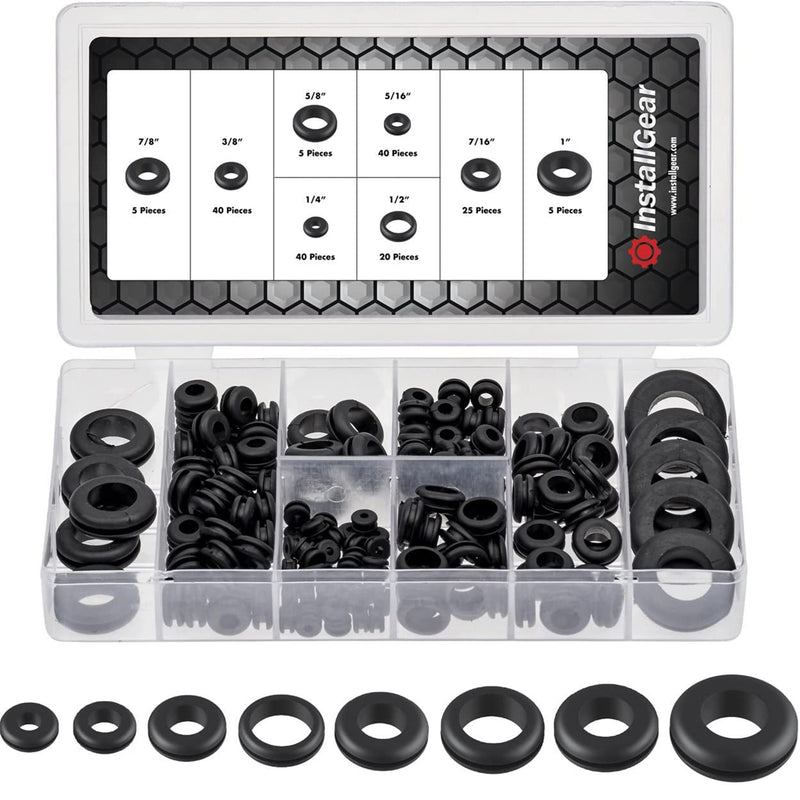 180 piece assorted rubber grommet set - 8 sizes