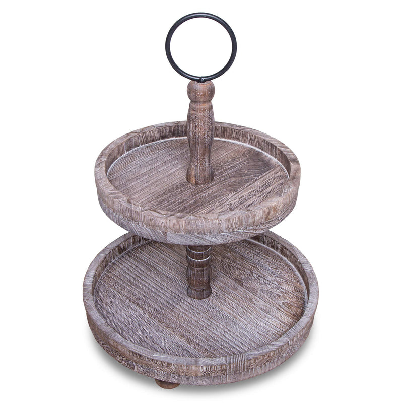 2 Tier Wooden Tray Rustic Farmhouse Decor Rustic Serving Cake Stand