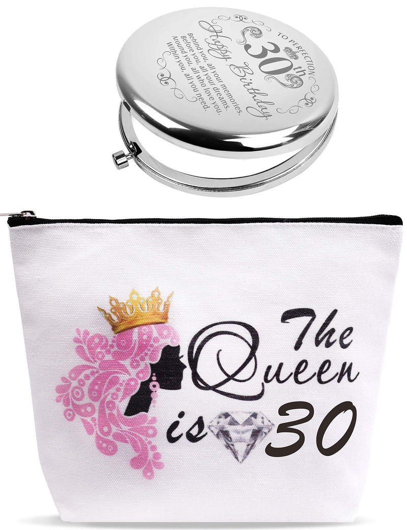 30th Birthday Mirror, 30th Birthday Cosmetic Bag, 30th Birthday Gifts for Women,